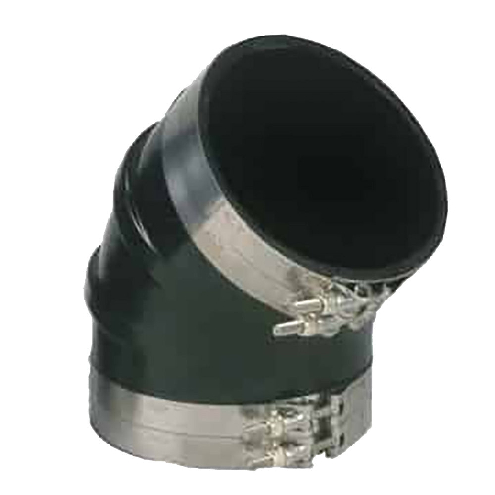 Trident Marine 4 ID 45Degree EPDM Black Rubber Molded Wet Exhaust Elbow w4 TBolt Clamps TRL445SS