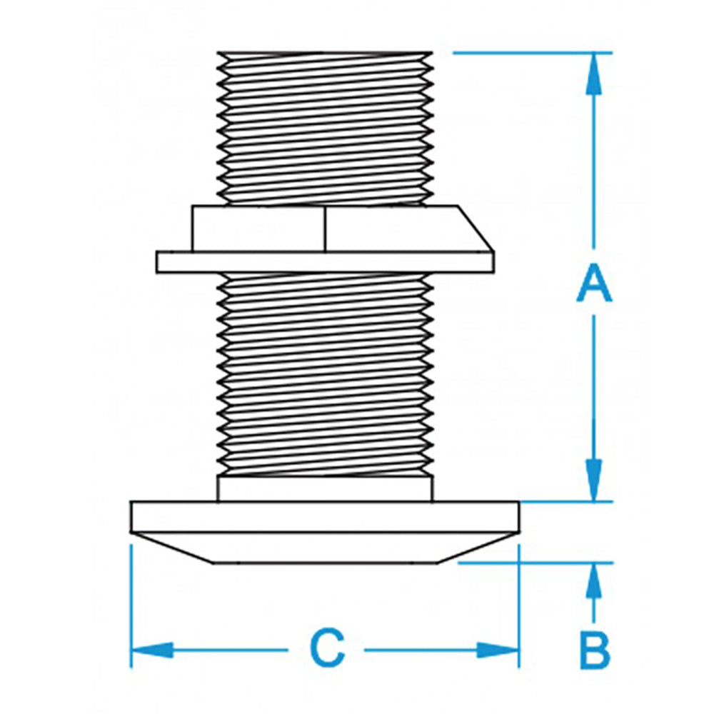 GROCO 3 Bronze ThruHull Fitting wNut TH3000W