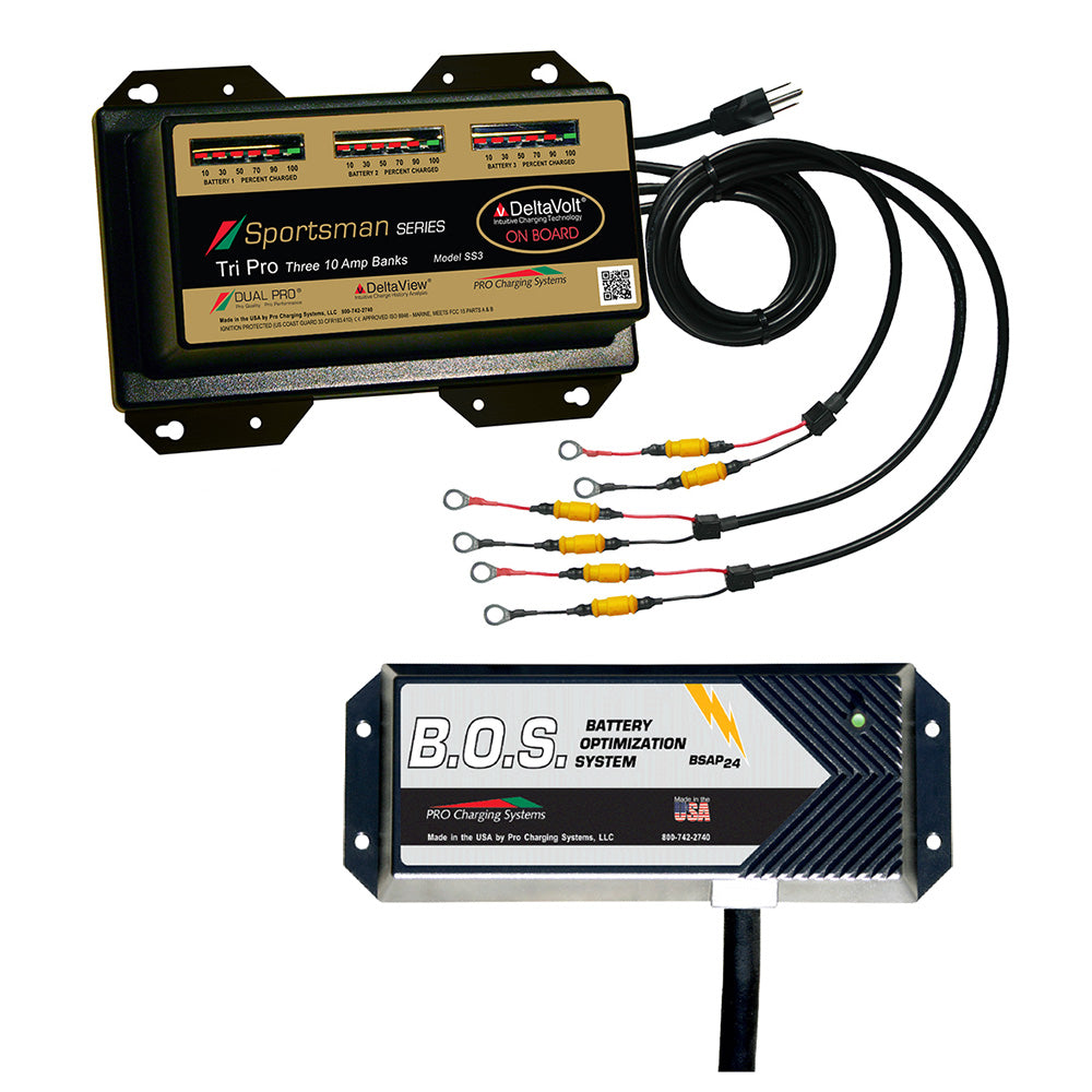 Dual Pro SS3 3 Bank Battery Charger w2 Bank BOS SS3BOS12V2