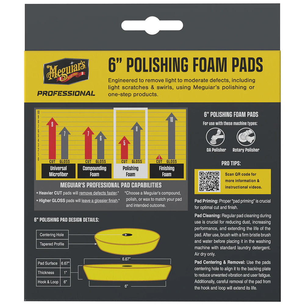 Meguiars Professional 6 Polishing Foam Pads 2Pack M6PFP2