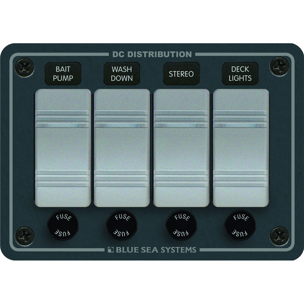 Blue Sea 8262 Waterproof Panel 4 Position  Slate Grey 8262
