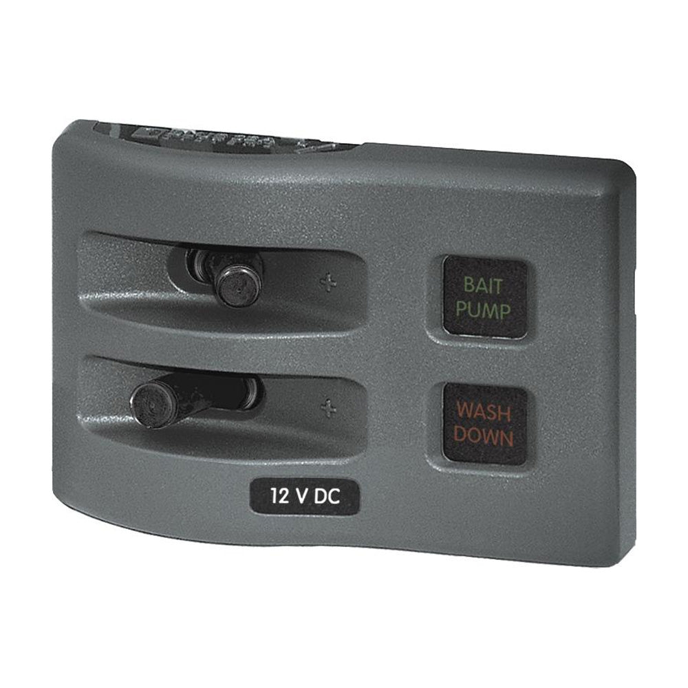 Blue Sea 4302 WeatherDeck Water Resistant Fuse Panel  2 Position  Grey 4302