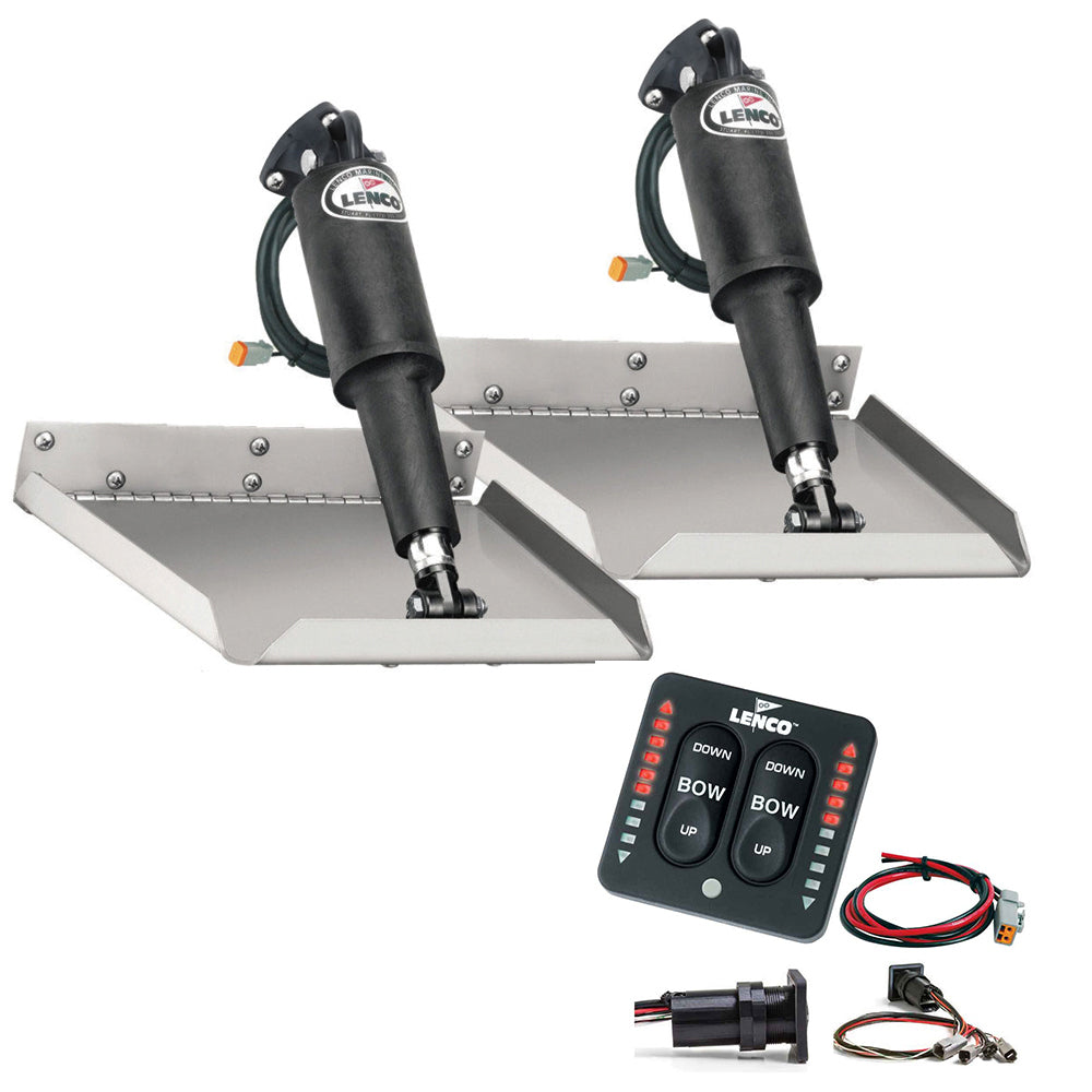 Lenco 9 x 9 Edgemount Trim Tab Kit wLED Indicator Switch Kit 12V TT9X9EI