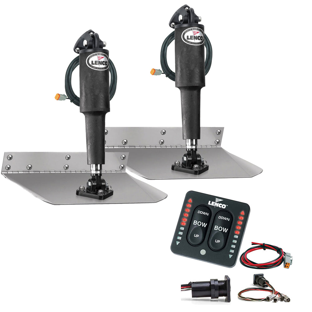 Lenco 9 x 12 Standard Trim Tab Kit wLED Integrated Switch Kit 12V 15108103
