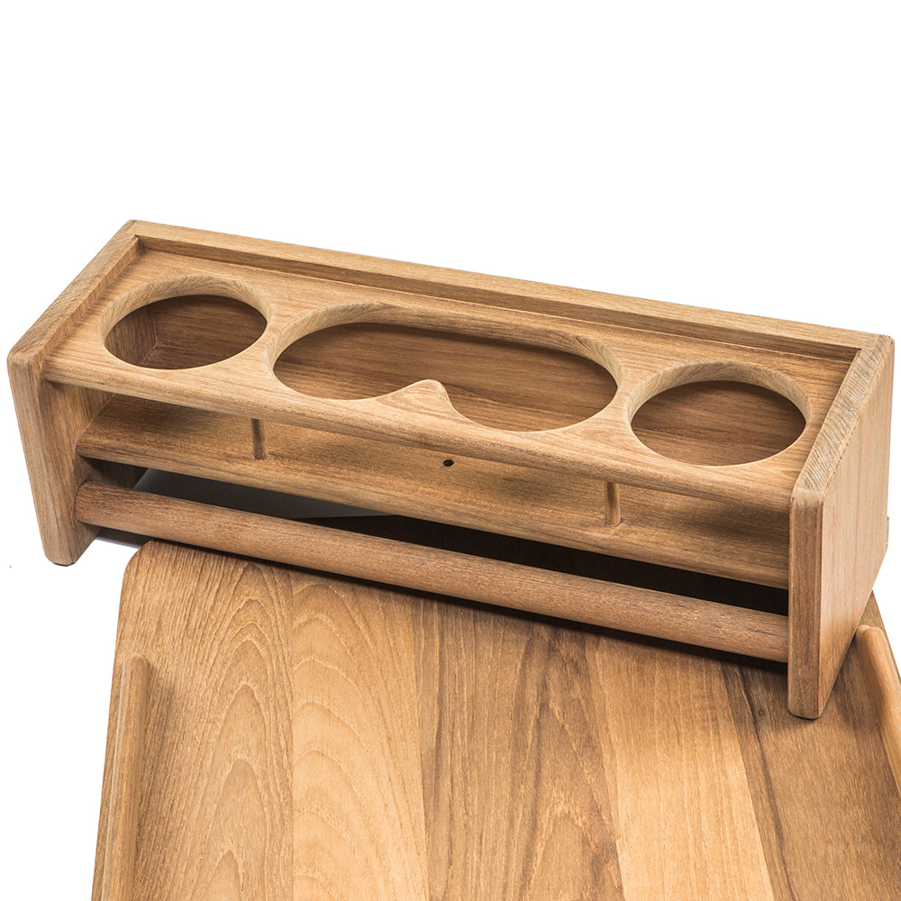 Whitecap Teak Drinkholder wRemovable Cockpit Table Top  Holds 4 Glasses 61394C