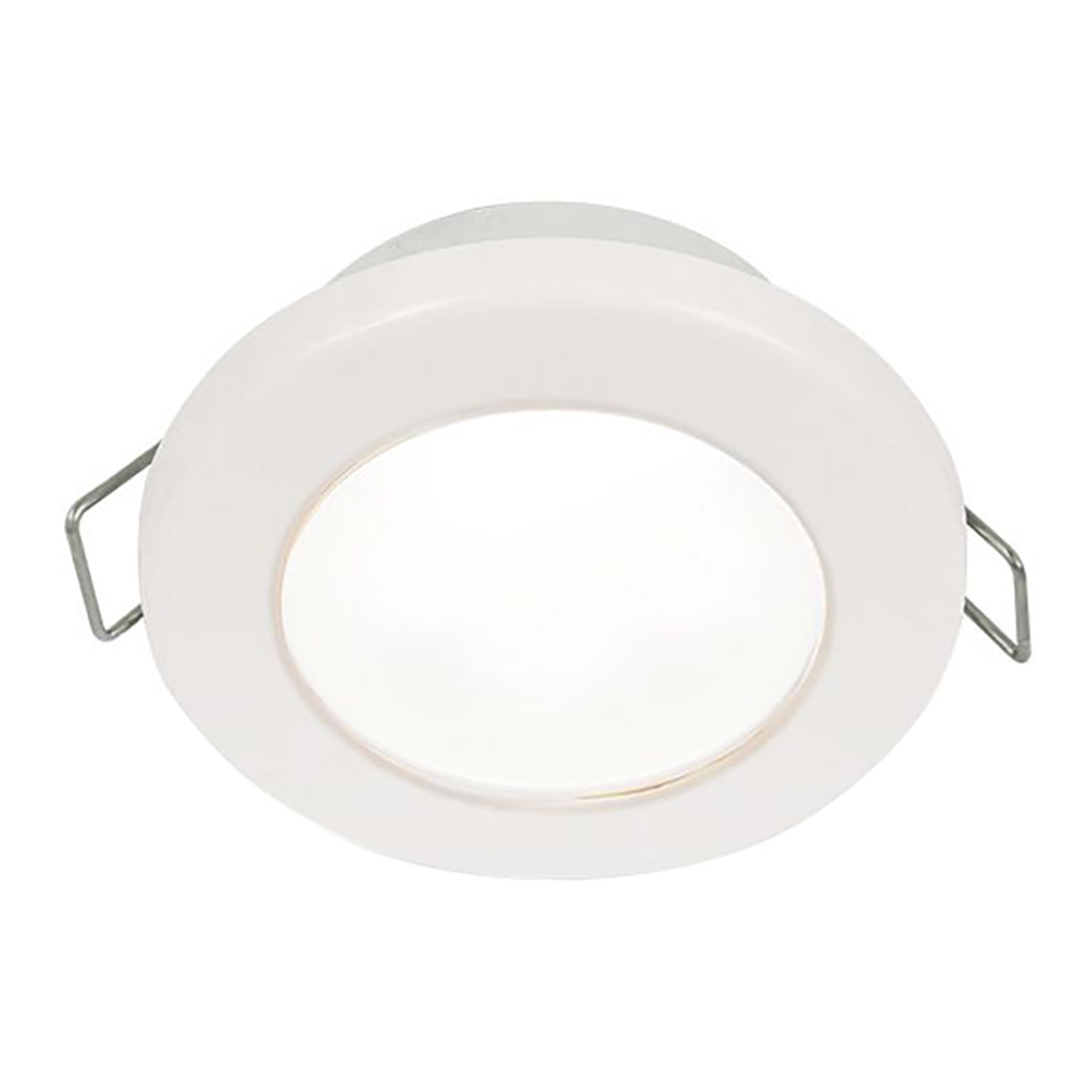 Hella Marine EuroLED 75 3 Round Spring Mount Down Light  White LED  White Plastic Rim  12V 958110511