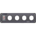 Blue Sea Water Resistant USB Accessory Panel  15A Circuit Breaker 4x Blank Apertures 4369