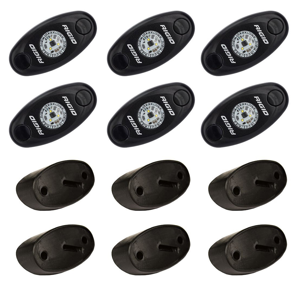 RIGID Industries ASeries Rock Light Kit  6 Red Lights  Black 400263
