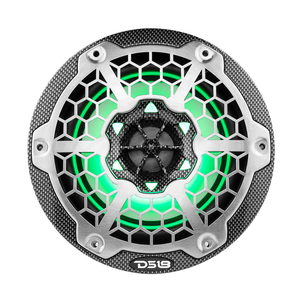 DS18 HYDRO 65 2Way Marine Speakers wRGB LED Lights 300W  Black Carbon Fiber CF65