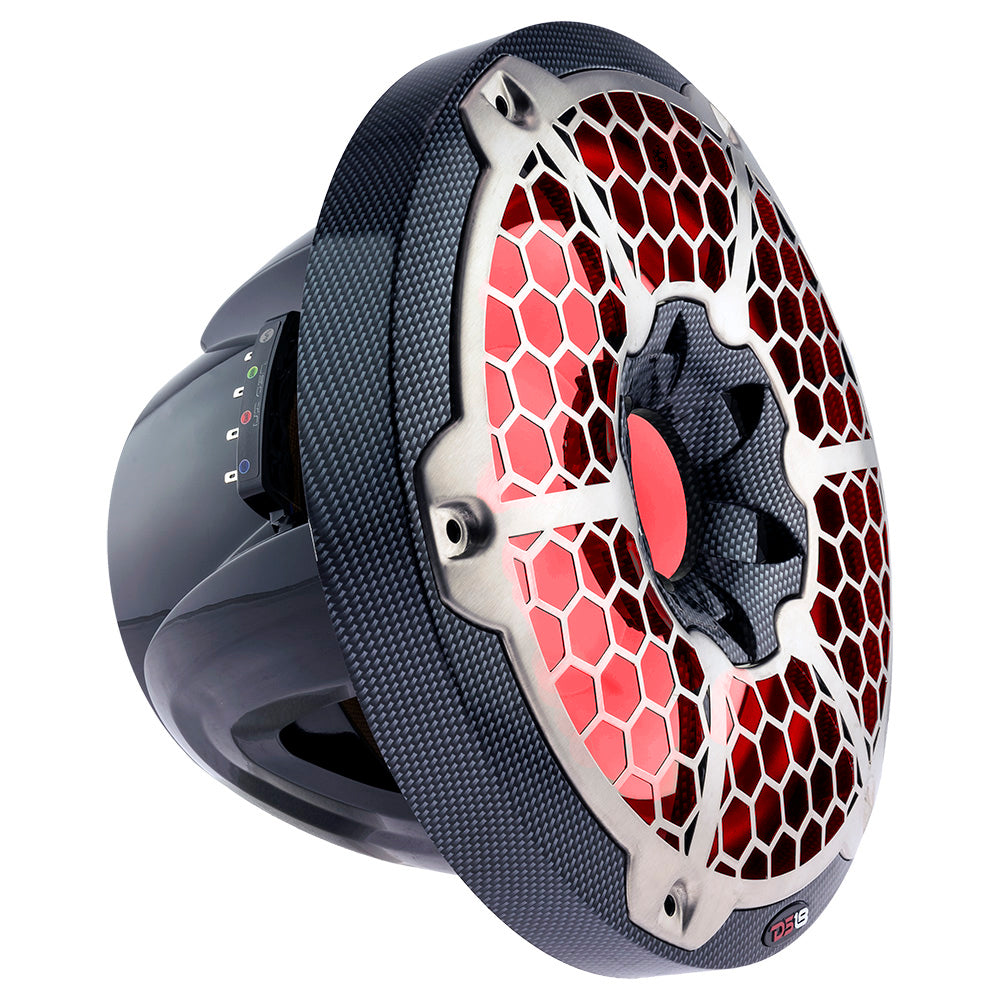 DS18 HYDRO 10 Subwoofer wRGB Lights  600W  Carbon Fiber CF10SUB