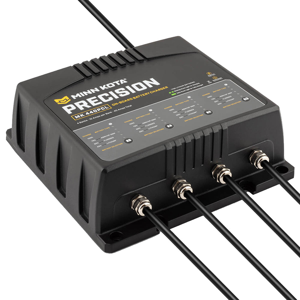 Minn Kota OnBoard Precision Charger MK440 PCL 4 Bank x 10 AMP LI Optimized Charger 1834401
