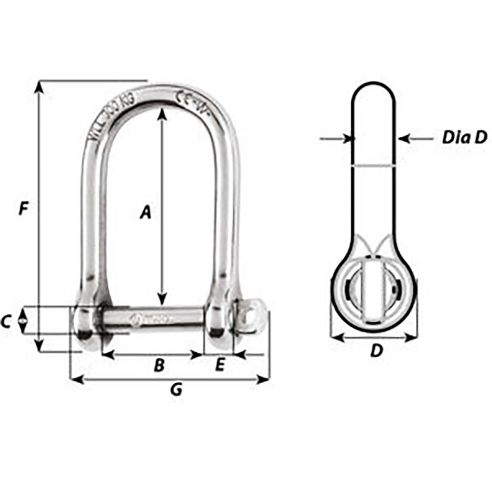 Wichard SelfLocking Large Shackle  Diameter 5mm  316 01262