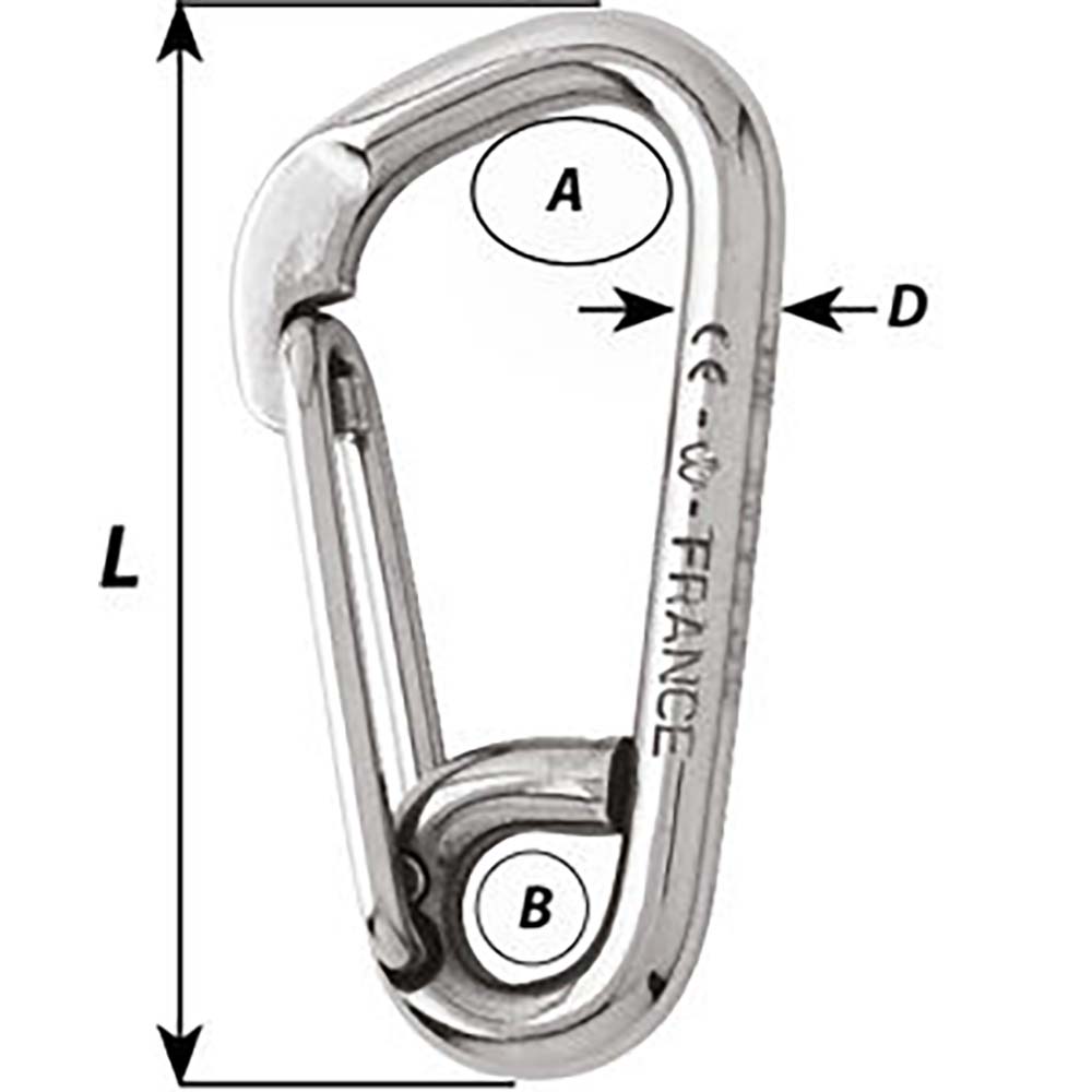 Wichard Asymmetric Carbine Hook  Length 170mm  1532 02328