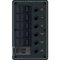 Blue Sea 8521  5 Position Contura Switch Panel wDual USB Chargers  1224V DC  Black 8521