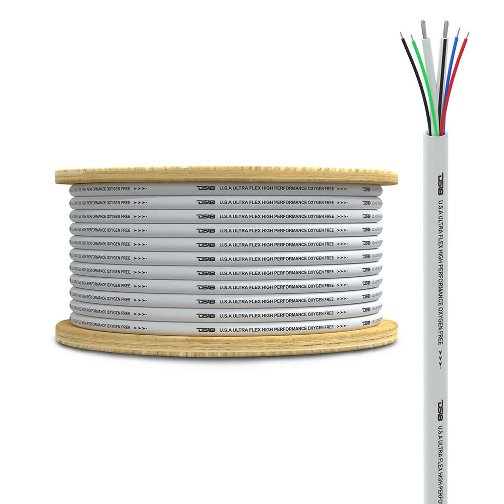 DS18 Marine Tinned OFC 18GA RGB Wire w16GA Speaker Wire  100 Spool MOFC1618GA100SWRGB
