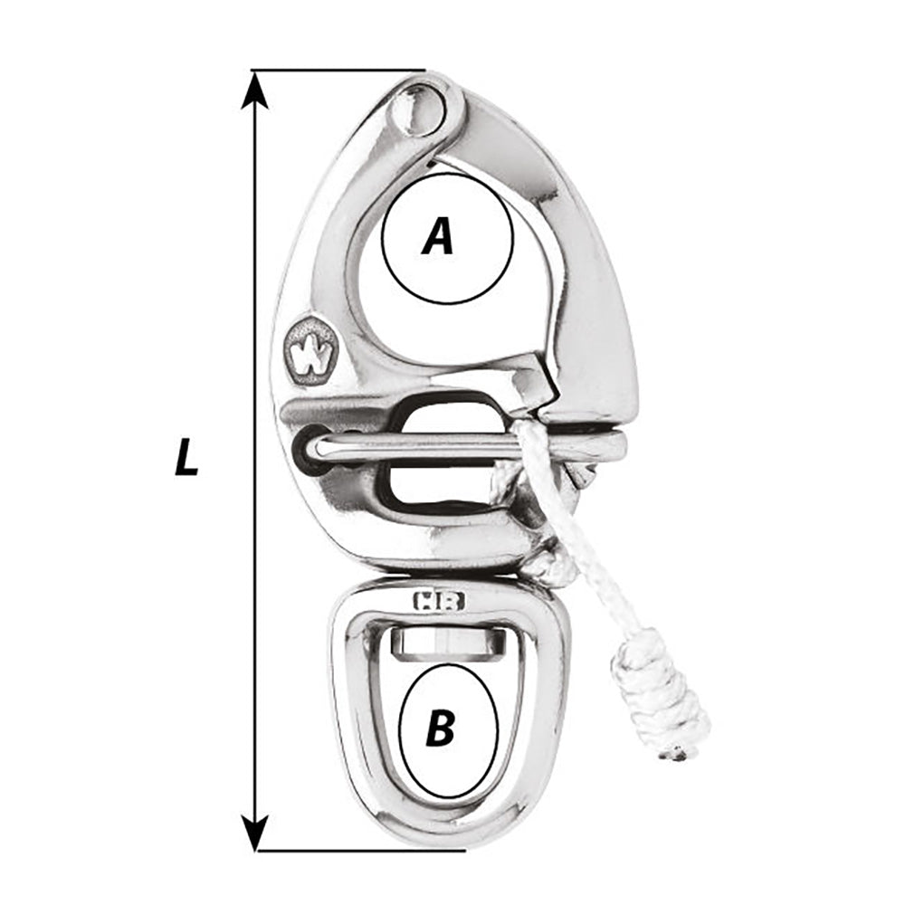Wichard HR Quick Release Snap Shackle With Swivel Eye  80mm Length  3532 02674