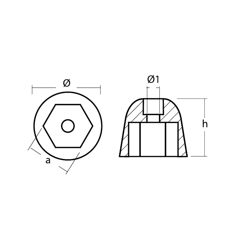 Tecnoseal Zinc Sidepower  Sleipner Propeller Nut Anode 01051