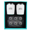 Toadfish NonTipping 10oz White Rocks Tumblers wIce Ball Tray  2 Tumblers 1119